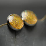 Gold Glitter Stud Earrings