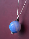 Banded Agate Sterling Silver Pendant Necklace