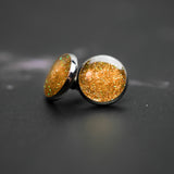 Gold Glitter Stud Earrings