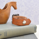Leather Cuff Bracelet with White Druzy