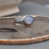 Blue Gray Ice Agate Sterling Silver Ring