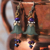 Green Day Lily Flower Earrings