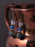 Blue Green Copper and Silver Mixed Metal Earrings
