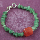 Green Aventurine and Cherry Quartz Gemstone Bracelet