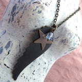 Angel Wing & Star Antique Bronze and Brass Necklace