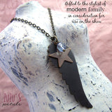 Angel Wing & Star Antique Bronze and Brass Necklace