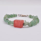 Green Aventurine and Cherry Quartz Gemstone Bracelet