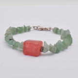 Green Aventurine and Cherry Quartz Gemstone Bracelet