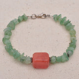Green Aventurine and Cherry Quartz Gemstone Bracelet