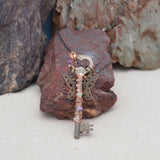 Wire Wrapped Vintage Skeleton Key Pendant Necklace