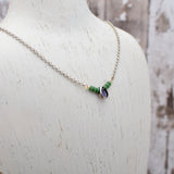Purple and Green Teardrop Bar Necklace