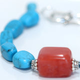 Turquoise and Cherry Quartz Sterling Silver Bracelet