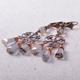 Aged Copper Filigree Art Deco Chandelier Earrings