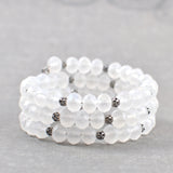 White Beaded Coil Bracelet