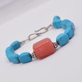 Turquoise and Cherry Quartz Sterling Silver Bracelet