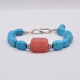 Turquoise and Cherry Quartz Sterling Silver Bracelet