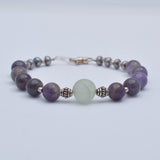 Amethyst, Amazonite & Cultured Pearl Sterling Silver Bracelet