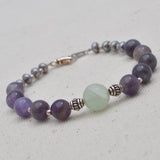Amethyst, Amazonite & Cultured Pearl Sterling Silver Bracelet