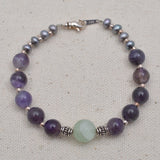 Amethyst, Amazonite & Cultured Pearl Sterling Silver Bracelet