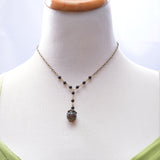 Dragon's Vein Agate and Black Onyx Y Necklace