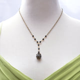 Dragon's Vein Agate and Black Onyx Y Necklace