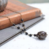 Dragon's Vein Agate and Black Onyx Y Necklace