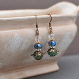 Blue Green Copper and Silver Mixed Metal Earrings