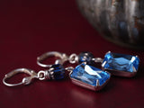 Silver Earrings with Sky Blue Glass Gems
