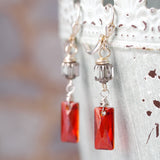 Red Chandelier Crystal Earrings