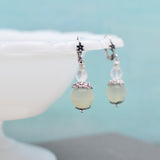 Green Chalcedony and Crystal Quartz Earrings