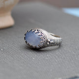 Blue Gray Ice Agate Sterling Silver Ring