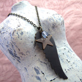 Angel Wing & Star Antique Bronze and Brass Necklace