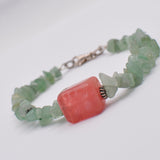 Green Aventurine and Cherry Quartz Gemstone Bracelet