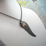 Angel Wing & Star Antique Bronze and Brass Necklace