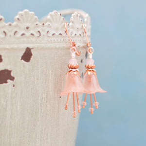 Pink Day Lily Flower Earrings