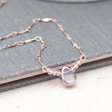 Pink and Rose Gold Teardrop Bar Necklace
