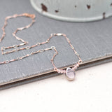 Pink and Rose Gold Teardrop Bar Necklace