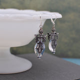 Silver Filigree and Crystal Angel Earrings
