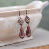 Copper Pearl Teardrop Earrings