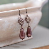 Copper Pearl Teardrop Earrings