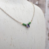 Purple and Green Teardrop Bar Necklace