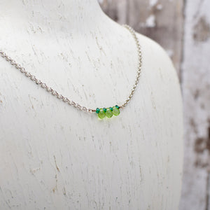 Peridot Tiny Teardrop Bar Necklace