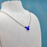 Sapphire Blue Tiny Teardrop Bar Necklace