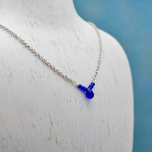 Sapphire Blue Tiny Teardrop Bar Necklace