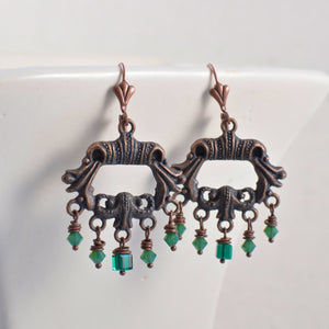 Antiqued Copper Chandelier Earrings