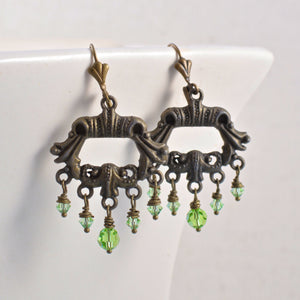 Antiqued Brass Chandelier Earrings