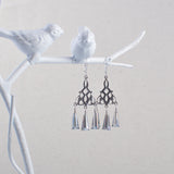 Silver Chandelier Earrings with Silver Crystals