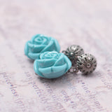 Turquoise Rose Earrings