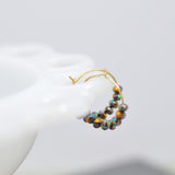 Gold Hoop Earrings with Faceted Amber Glass Luster Beads