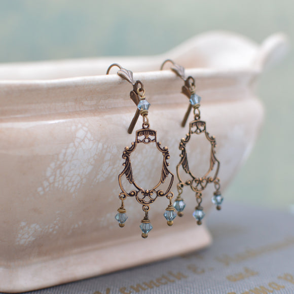 Indian Sapphire Swarovski Crystal Earrings